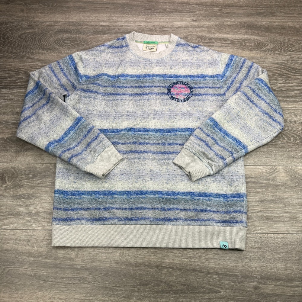Scotch & Soda Sweatshirt Mens Large Melange Stripe Space Dyed Crewneck Pullover